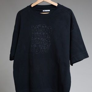 Up cycled Zara jersey oversized short sleeve sweatshirt, size L fits large.